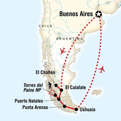 Route map for End of the Earth (SAPE)