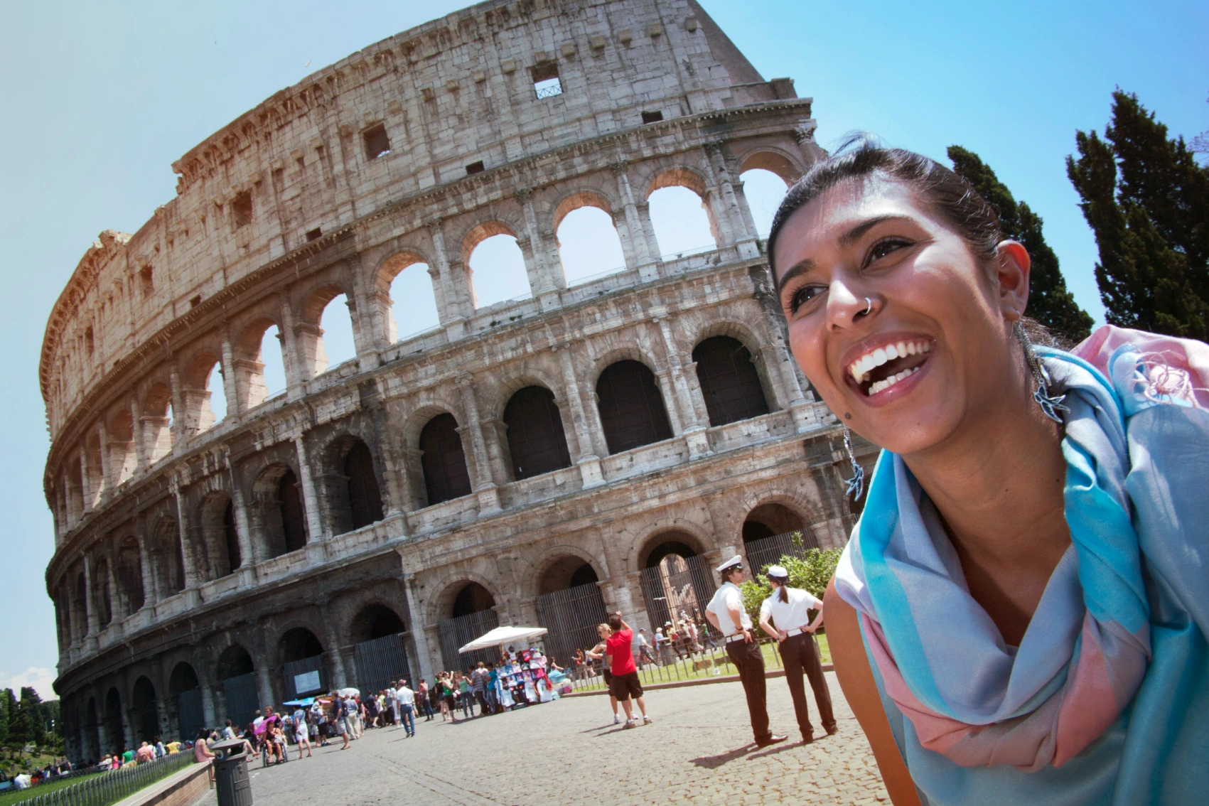 Colosseum, Rome A traveller stands in front of the Colosseum in Rome, Italy