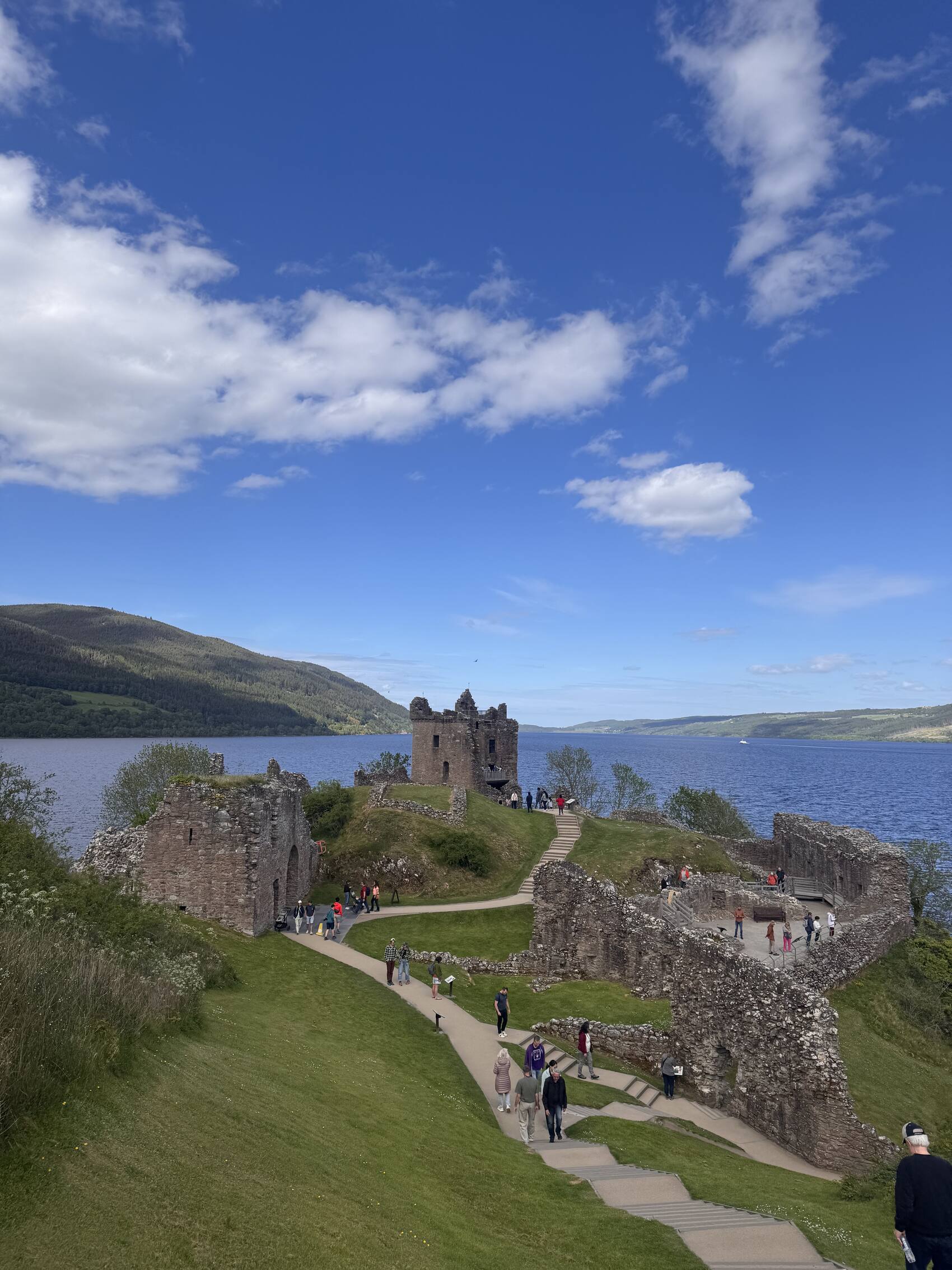 The ruins of Urquhart Castle on the shores of Loch Ness
