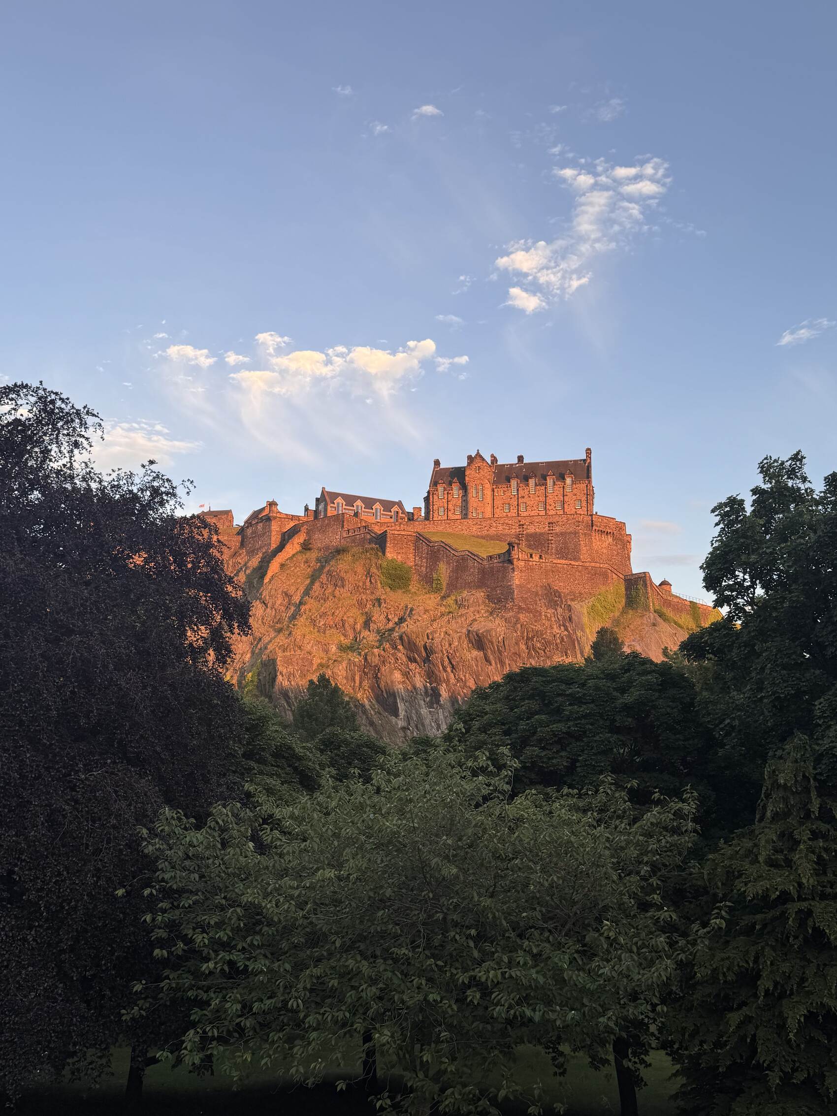 The beautiful Edinburgh Castle at sunset in Edinburgh, Scotland