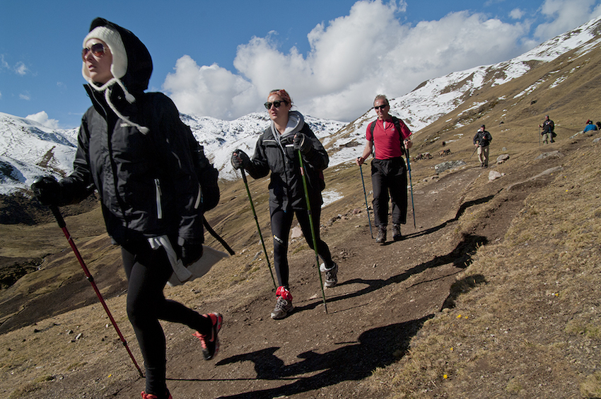 trekkers passing the camera.