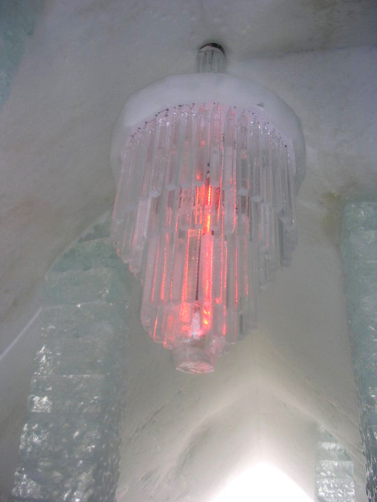 <p>Ice chandelier at the Ice Hotel, Quebec City , photo by Nathaelle R.</p> Ice chandelier at the Ice Hotel, Quebec City