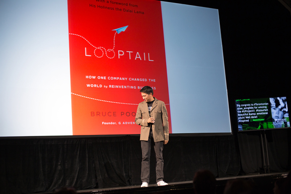 Bruce introducing 'Looptail: How One Company Changed the World by Reinventing Business' at 'The Future of Tourism'.
