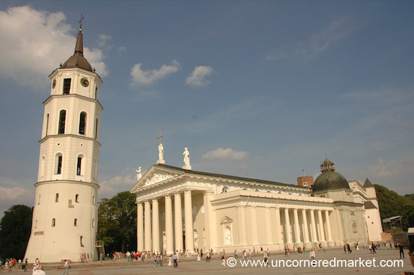 <p>Cathedral Square in Vilnius, a popular gathering place in the city.</p> Cathedral Square in Vilnius, a popular gathering place in the city.