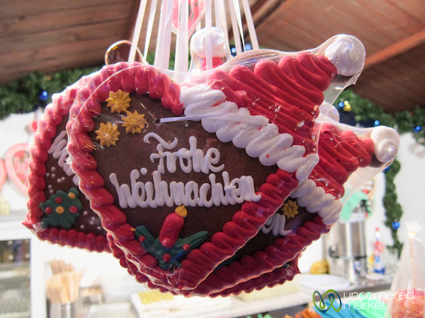 Merry Christmas! Holiday greetings on lebkuchen (German gingerbread).