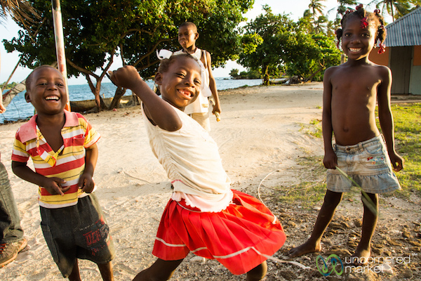 Goofing off with kids on Haiti’s southern coast.