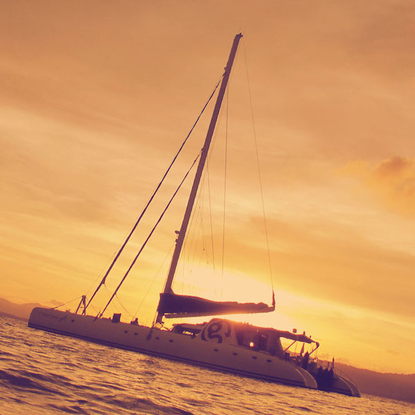 catamaran at sunset