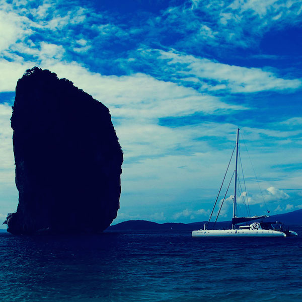 The landscape is a mix of islands and steep cliffs.