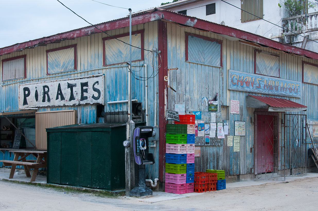 A “busy” intersection on Caye Caulker.