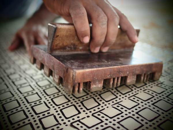 Hand-dying fabric in Chandelao, Rajasthan.