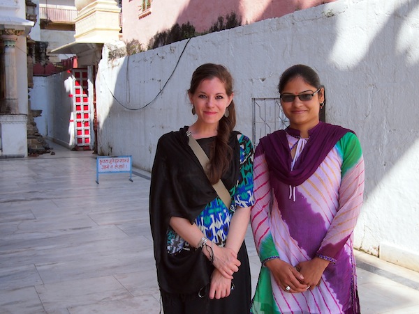 Making new friends in downtown Udaipur.
