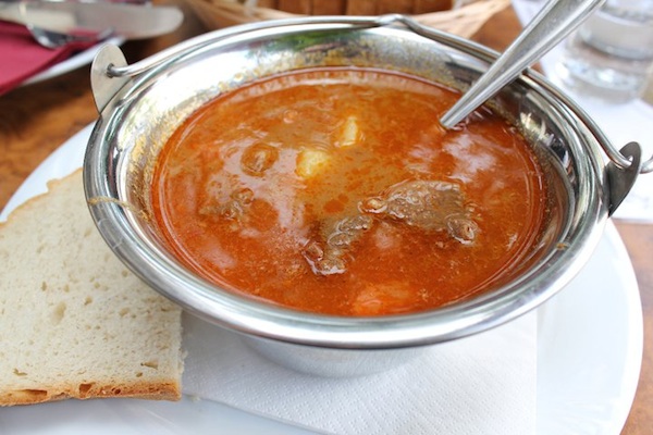 <p>Taking a rest to enjoy some goulash soup.</p> Taking a rest to enjoy some goulash soup.