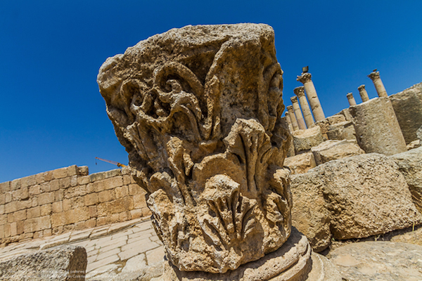 Detail of column at a ruin in jordan