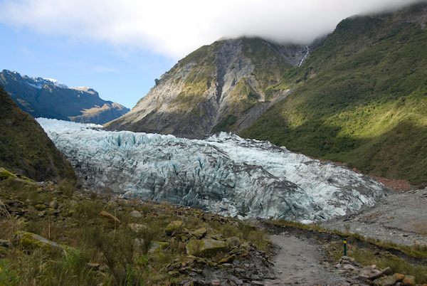 The Fox Glacier on the west side of the South Island of New Zealand.