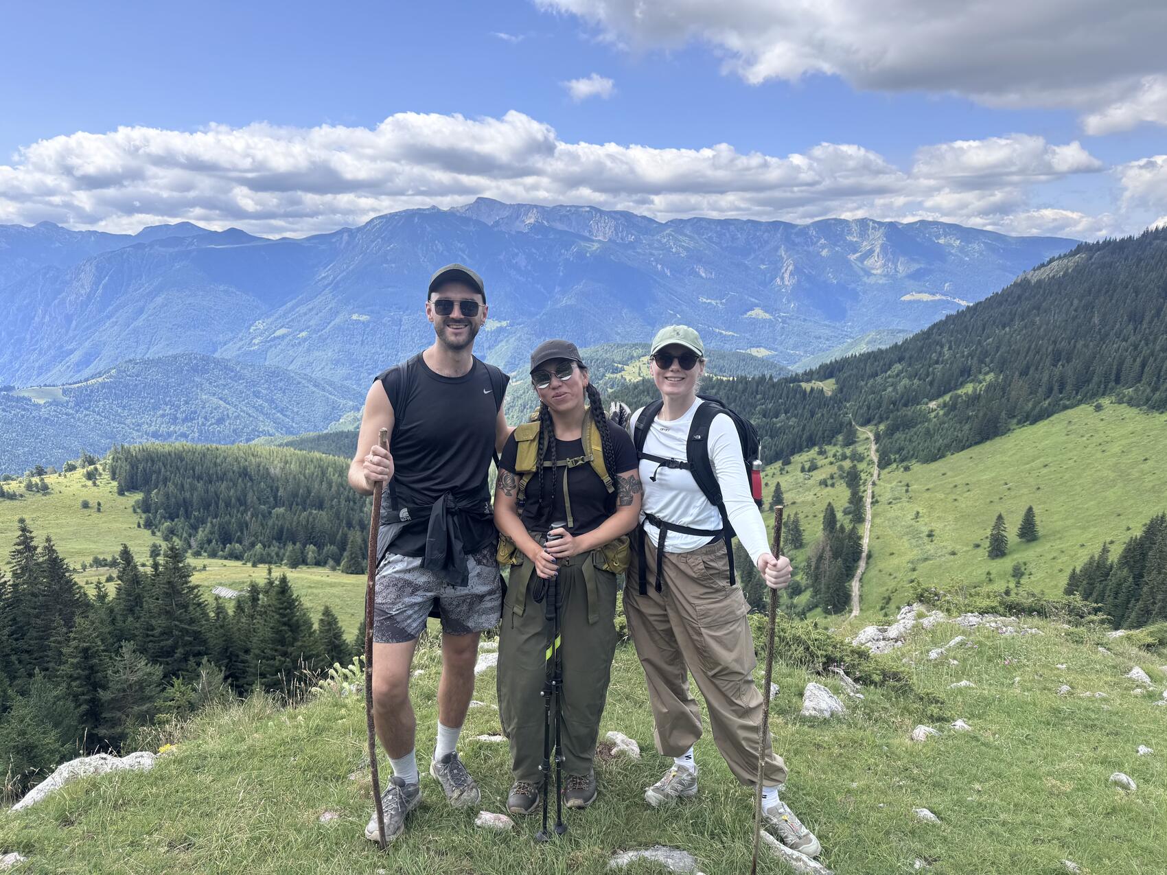 CEO Tom Leonard with two fellow travellers on a hiking tour in Montenegro