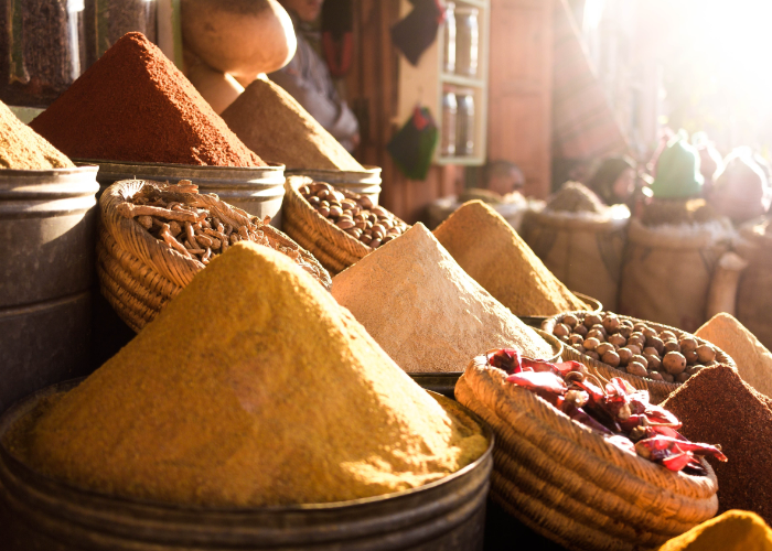 find all of the makings for harissa in the spice markets of Morocco