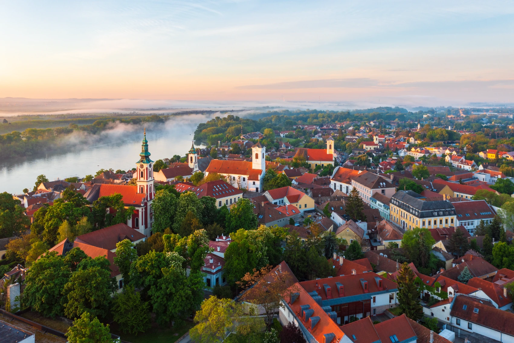 Szentendre, Hungary A bird's-eye view over Szentendre, Hungary