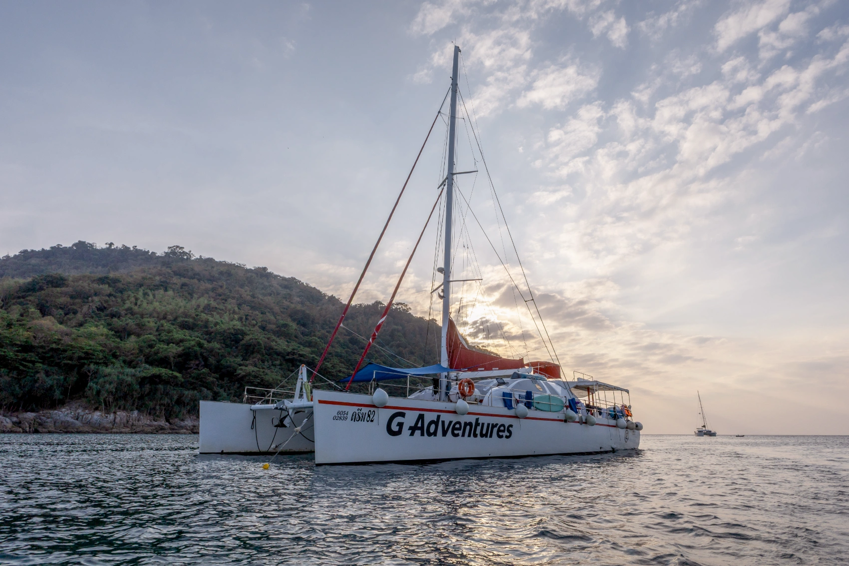 A G Adventures sailboat in the water in Thailand