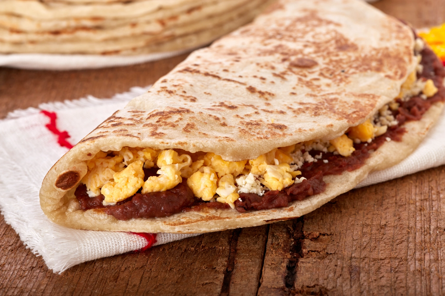 A plate of baleadas, stuffed tortillas, in Honduras