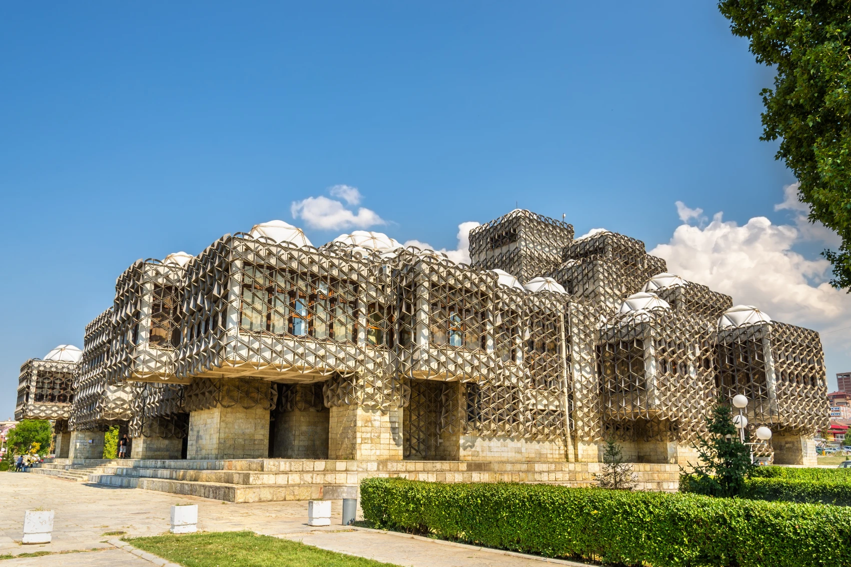 Exterior of the National Library in Pristina
