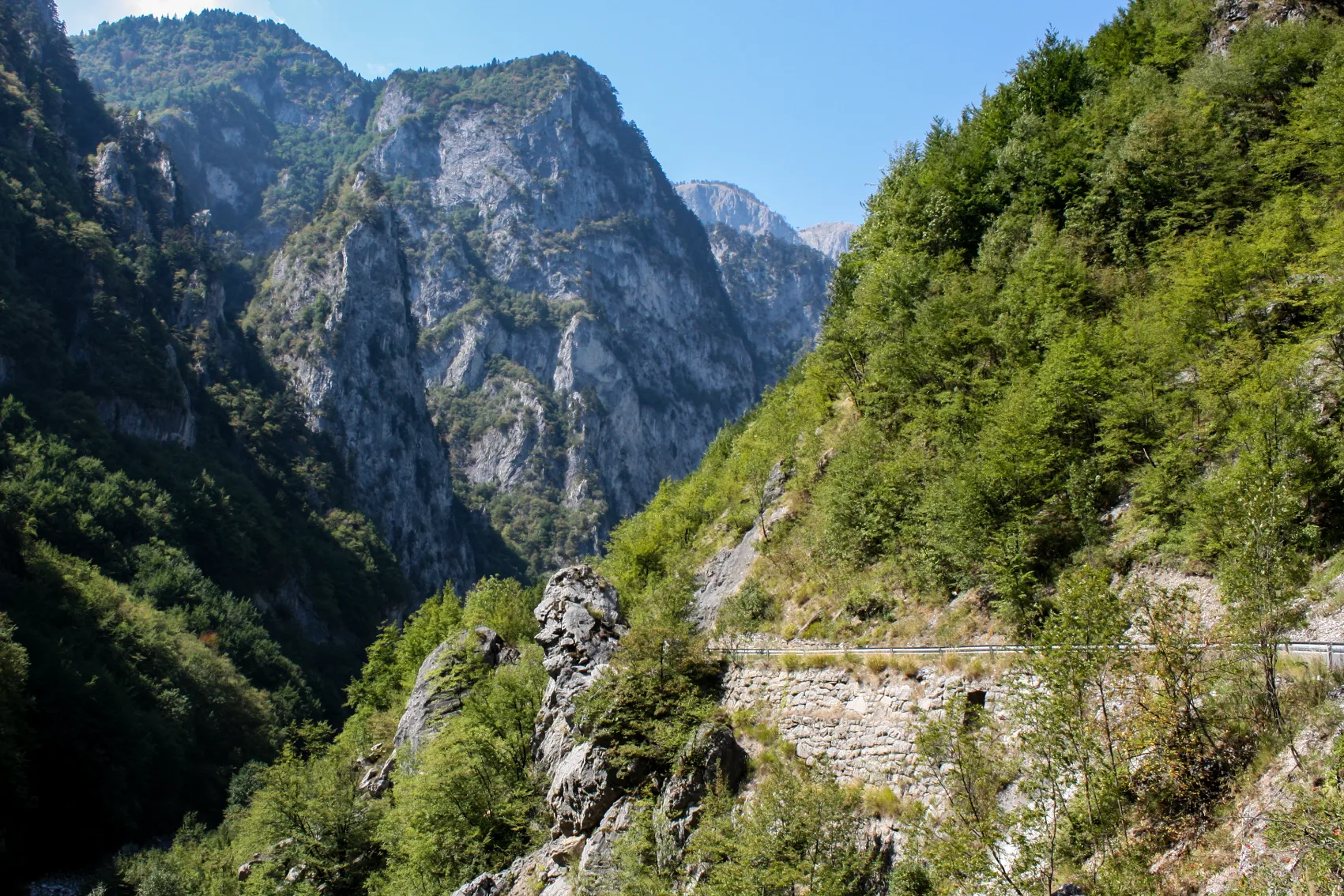 Rugova Mountains, Kosovo Rugova Mountains covered with trees on a sunny day in Kosovo