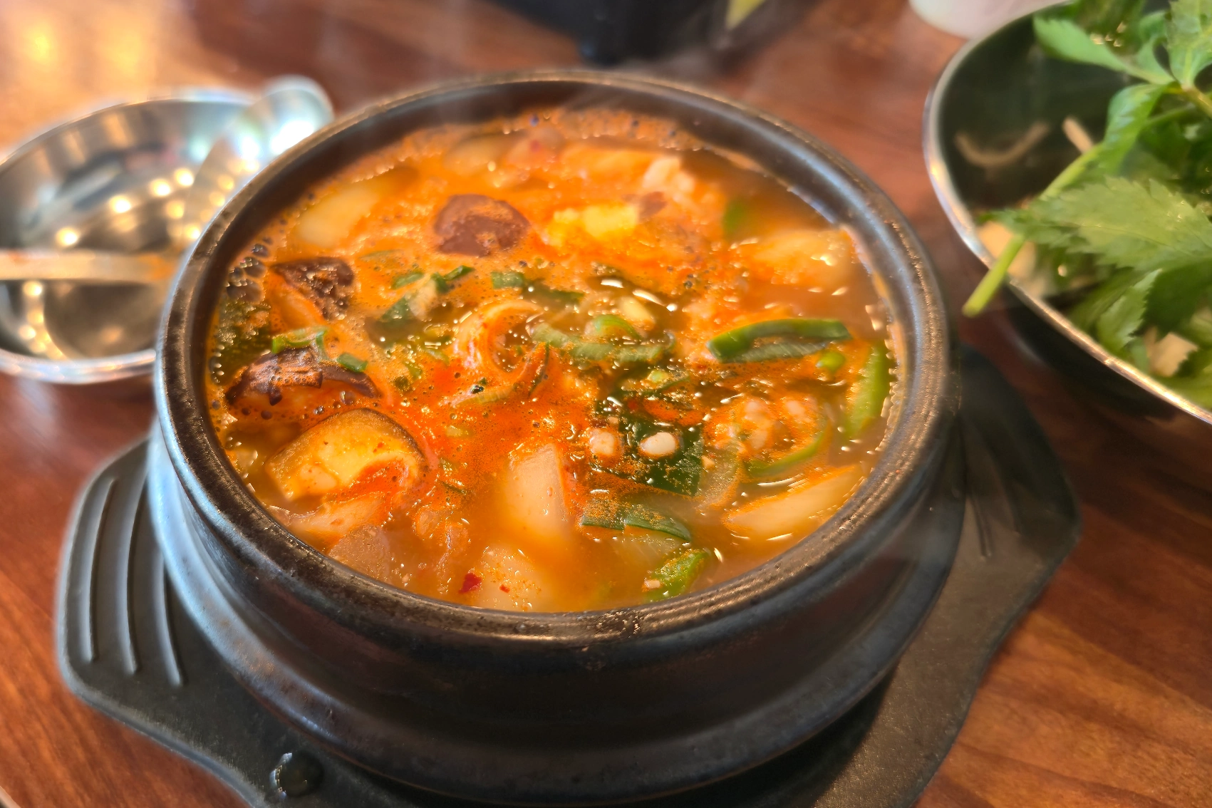 A bowl of doenjang jjigae soup in South Korea