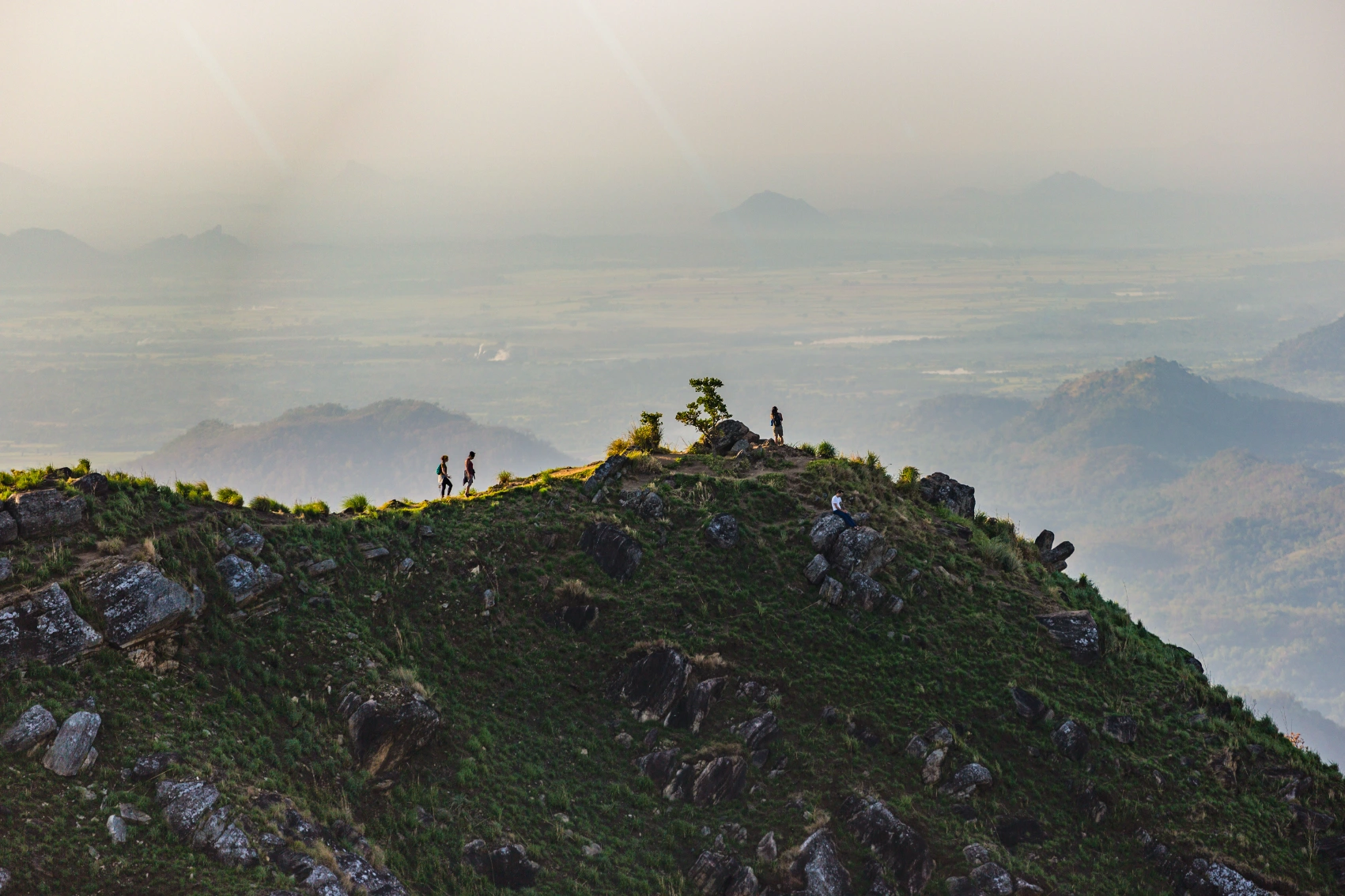 Travellers hiking Adam's Peak in Sri Lanka