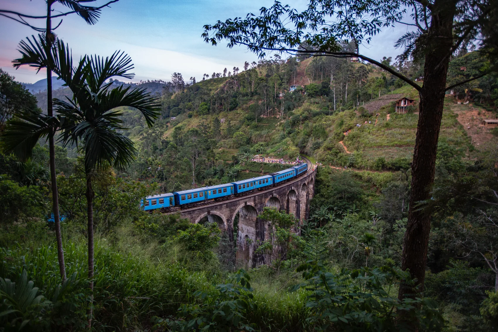 A train crosses a bridge in Ella, Sri Lanka