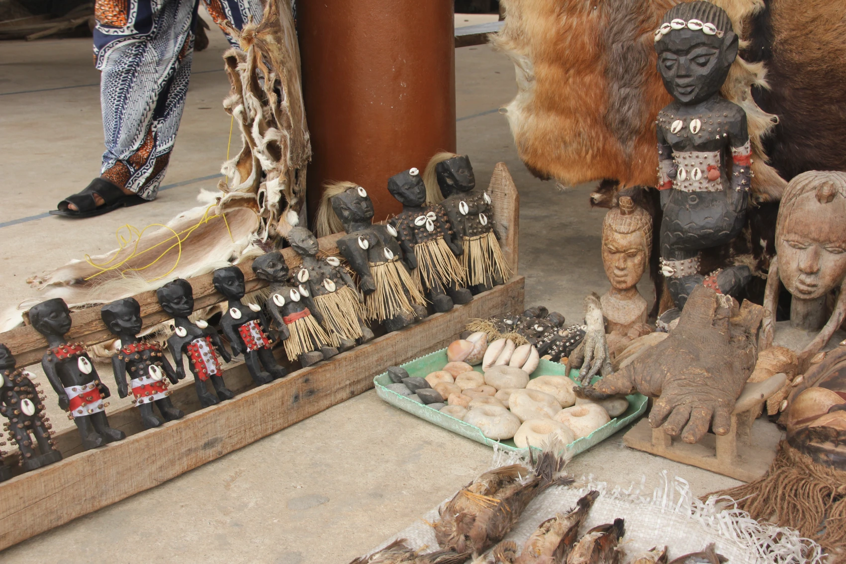 Voodoo dolls on display at the Akodessawa Fetish Market in Lomé, Togo, Africa