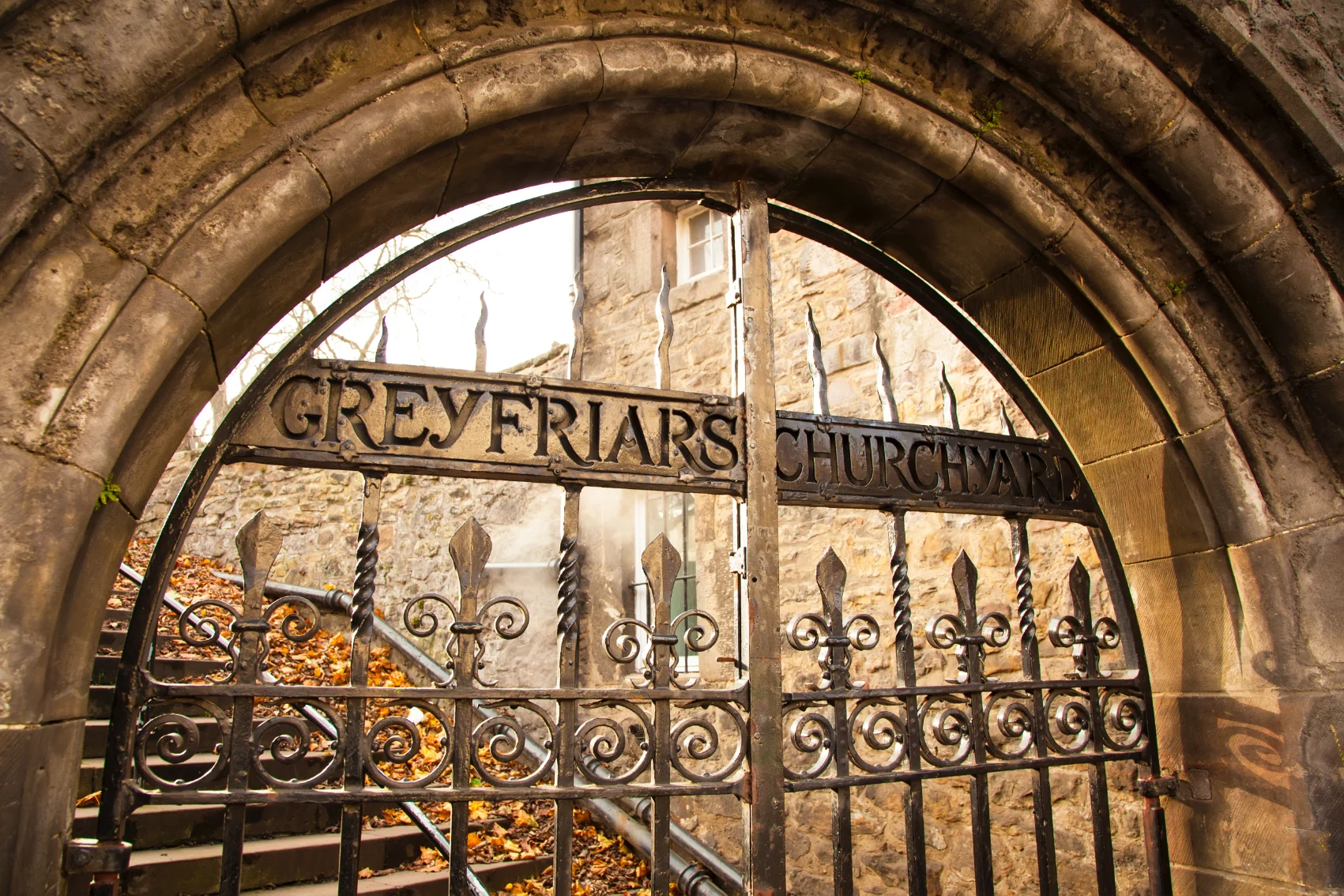 Greyfriars Kirkyard, Edinburgh Old entry gates to Greyfriars Kirkyard in Edinburgh, Scotland