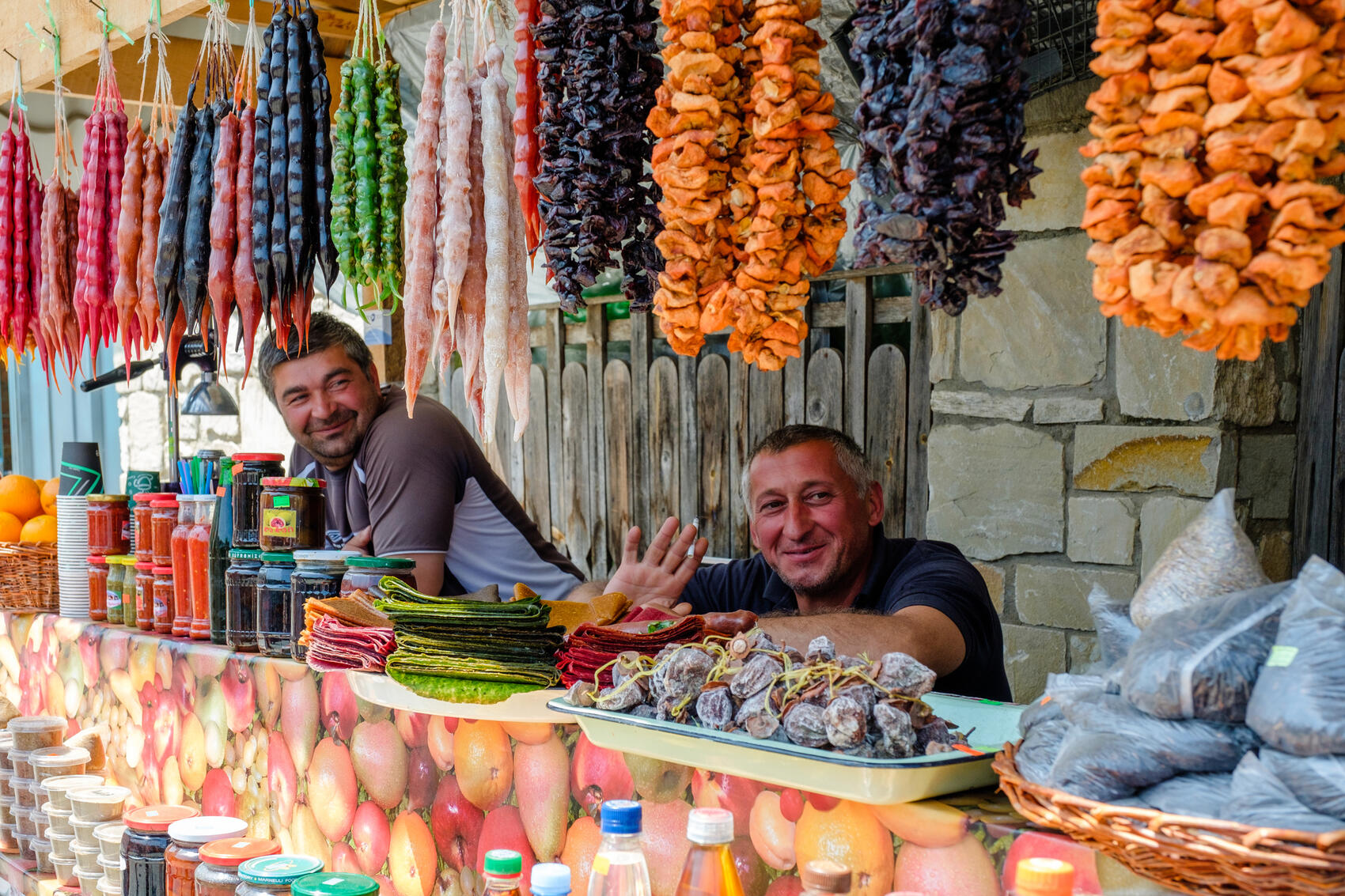 Men selling food and spices in Tbilisi