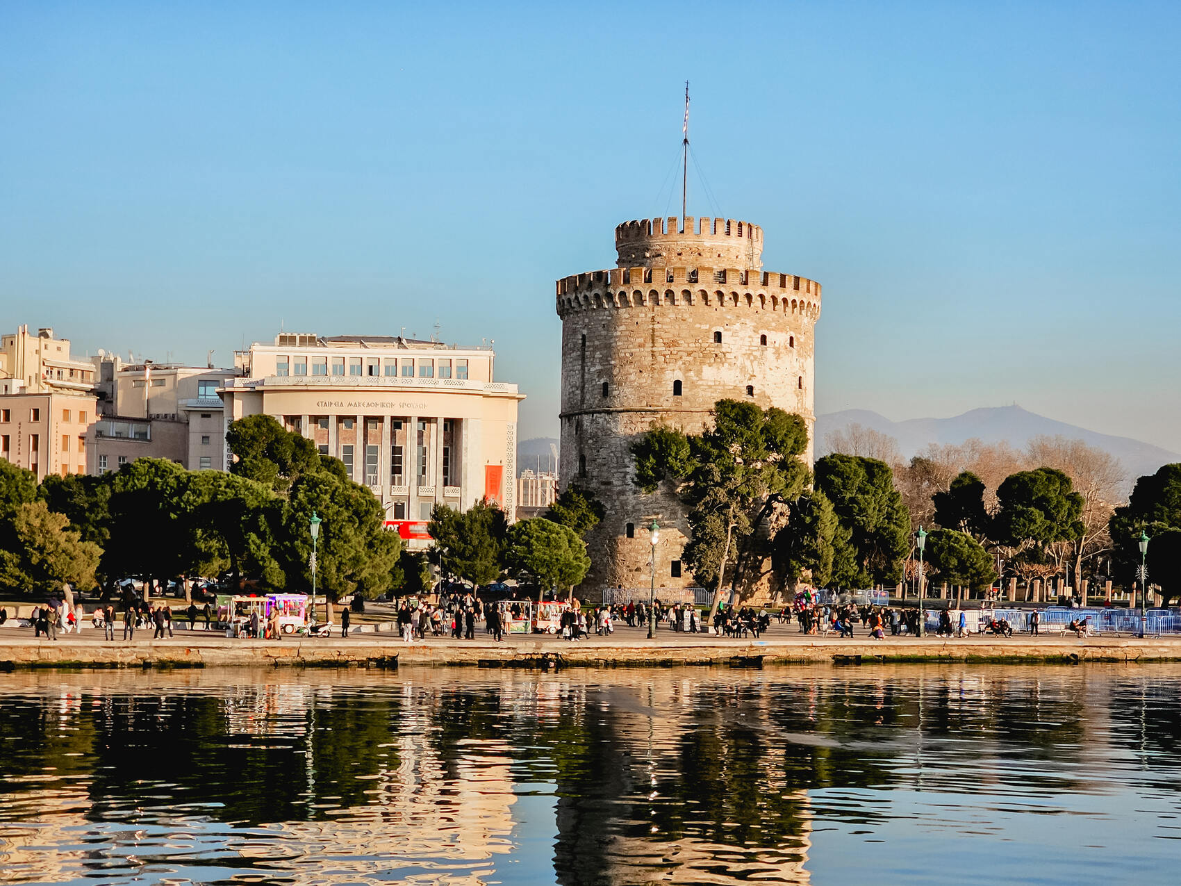 The impressive White Tower of Thessaloniki in Greece