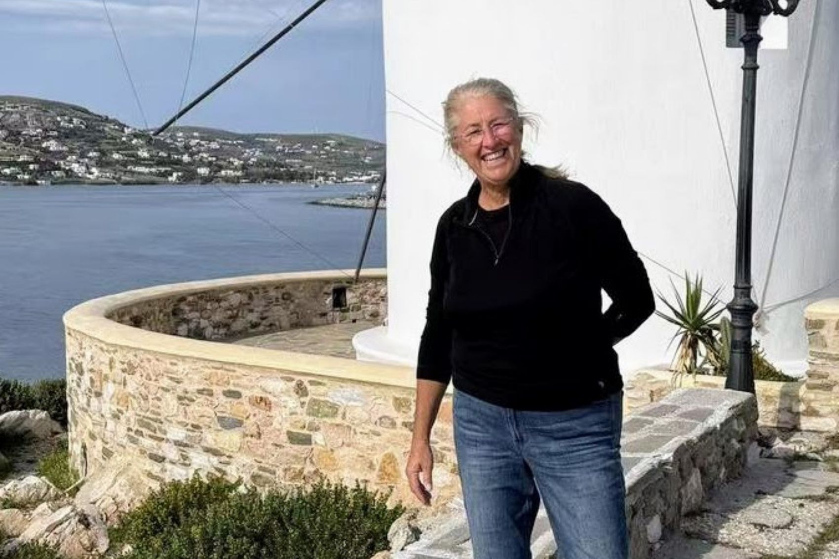Laurel Seaborn posing for a picture and smiling in Poros Island in Greece