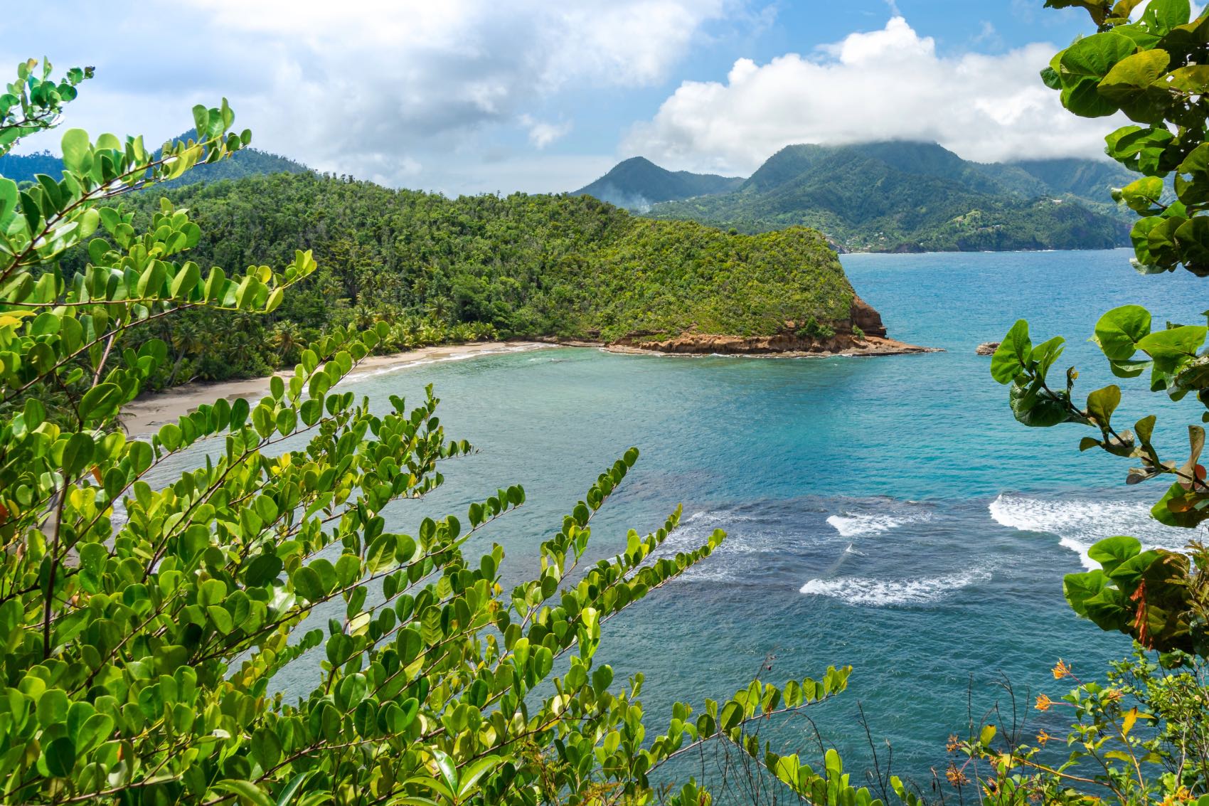The beautiful scenery of Batibou Beach in Dominica, the Caribbean