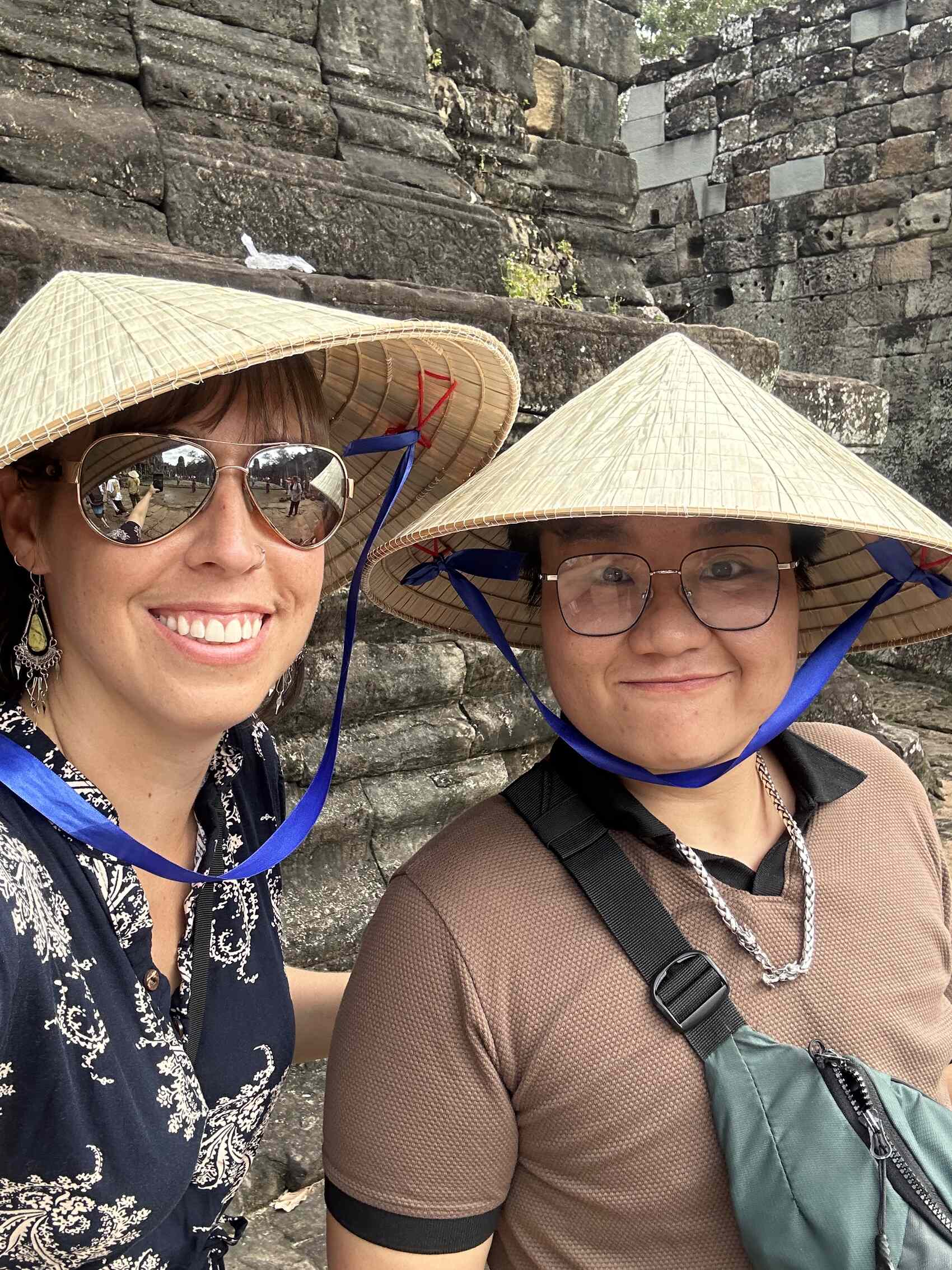 Canadian nurse Marci Holden posing with a fellow traveller on a G Adventures tour to Vietnam