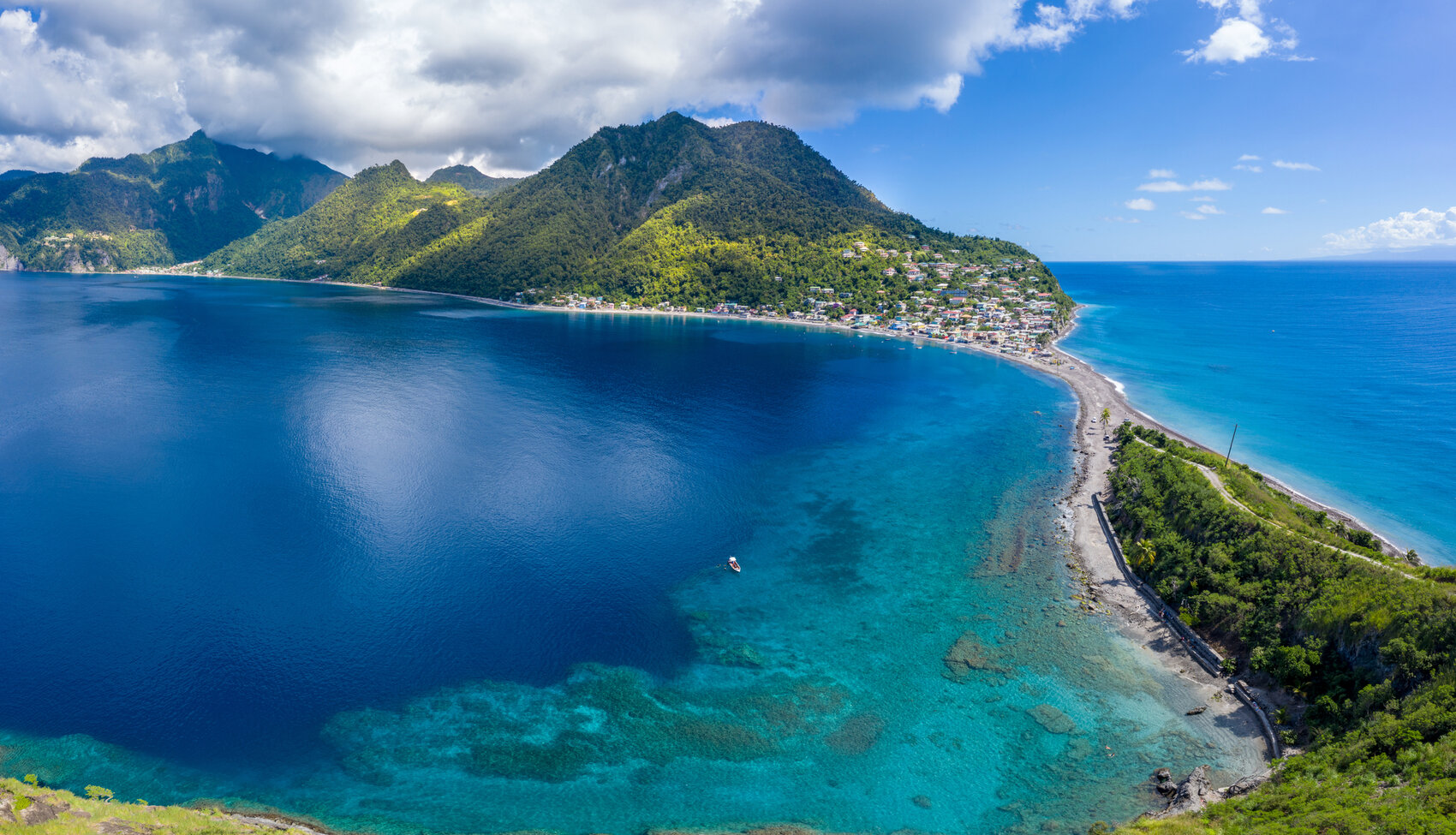 The beautiful island of Dominica with surrounding sea in the Caribbean