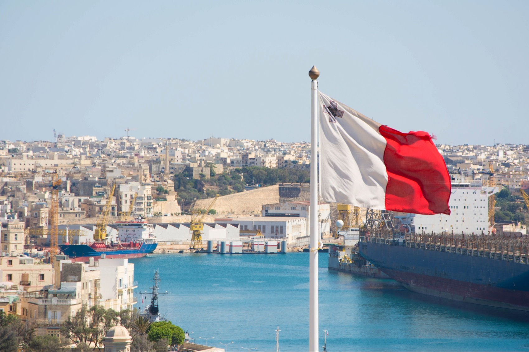 A view of the capital Valletta in Malta with a flat