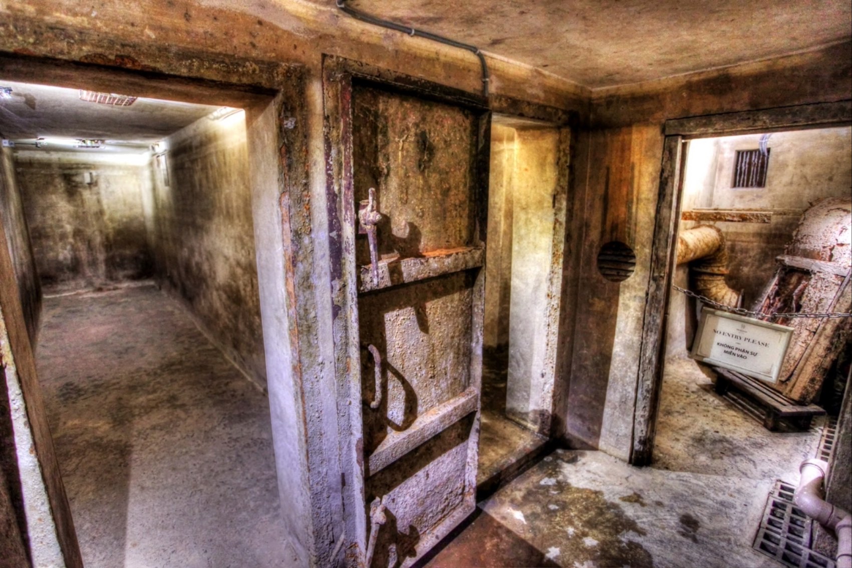 The inside of a bomb shelter at the Sofitel Legend Metropole in Hanoi, Vietnam