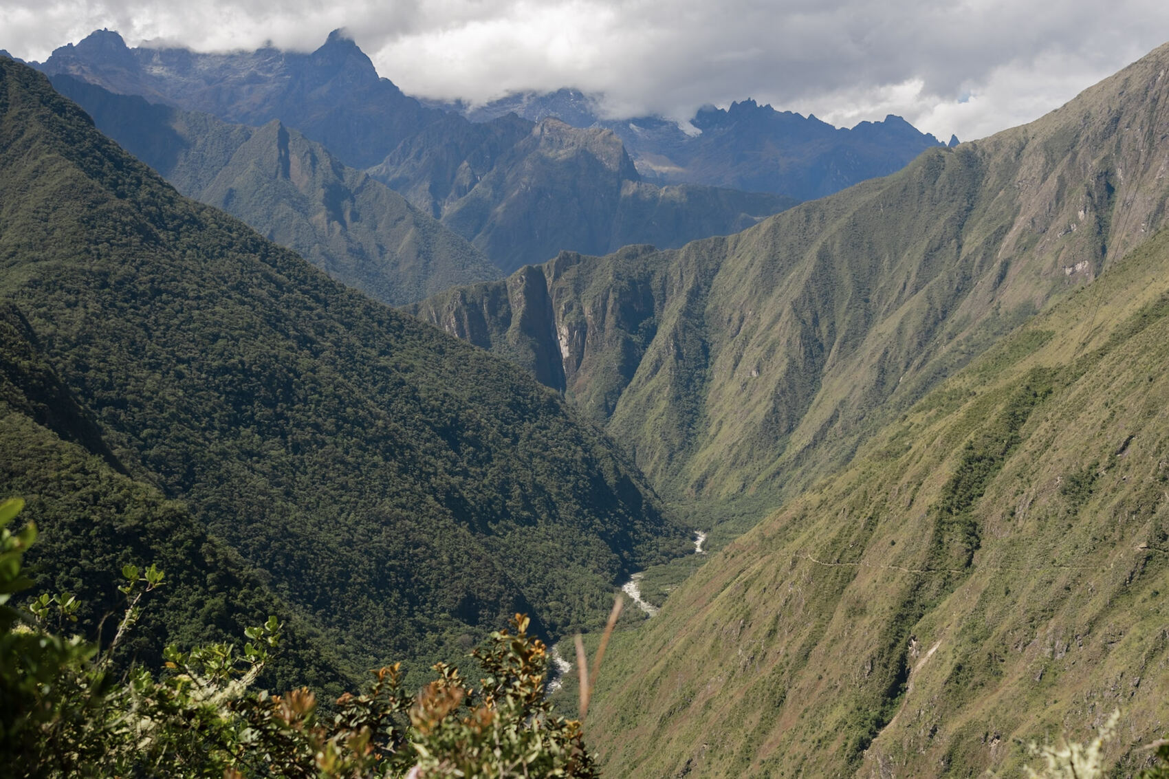 The panoramic view from atop the Sun Gate at Machu Picchu in Peru