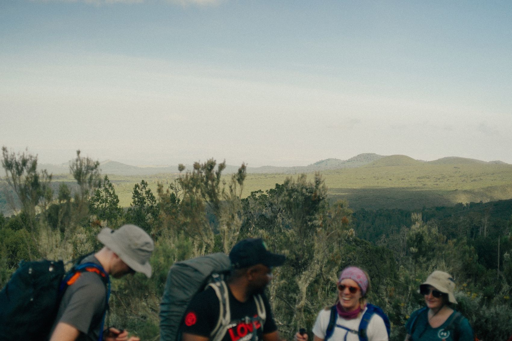 A group of people smiling for the camera on Kilimanjaro