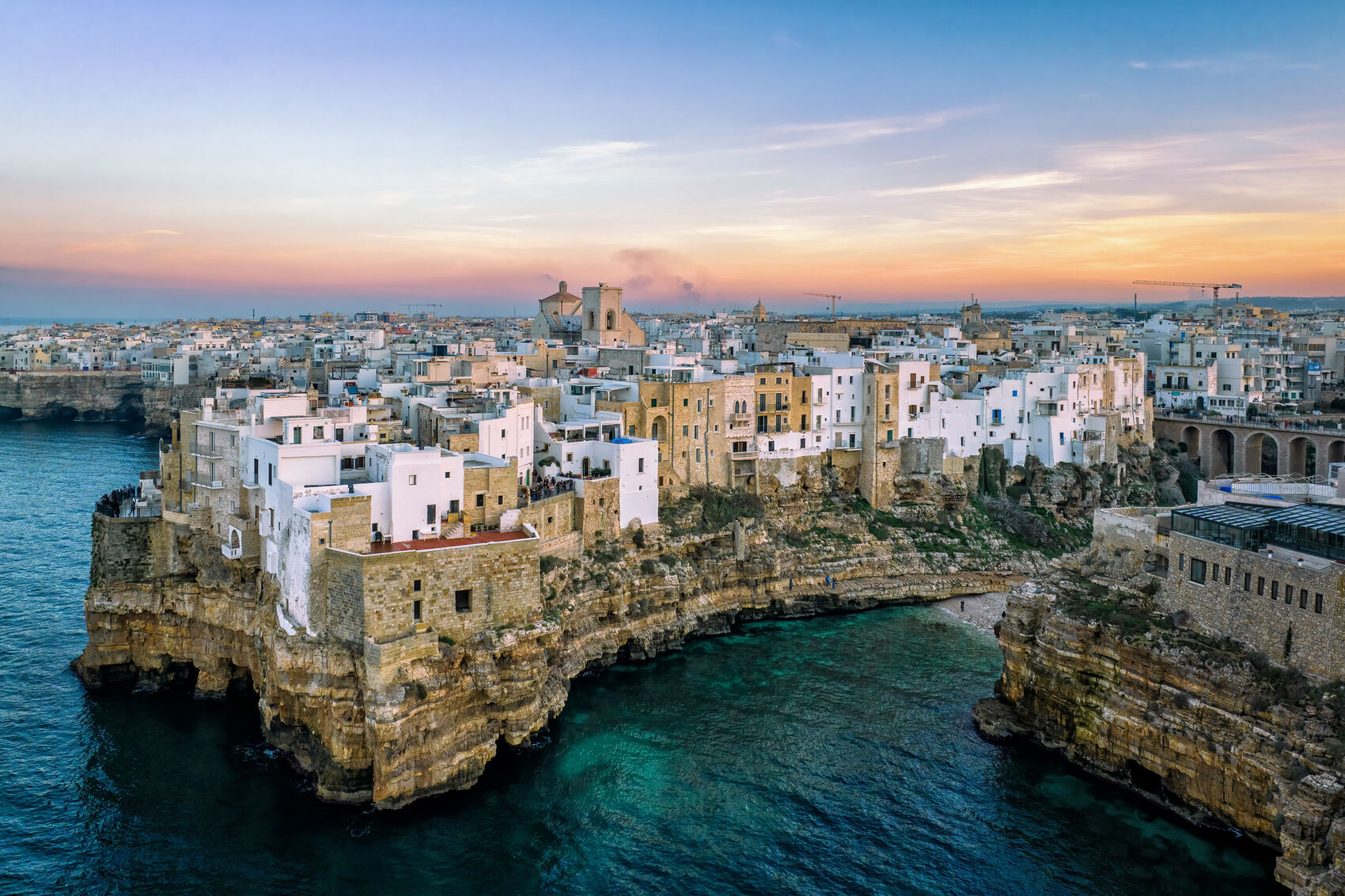 Sunset at Polignano a Mare, Puglia, Italy &mdash; Aerial_Views