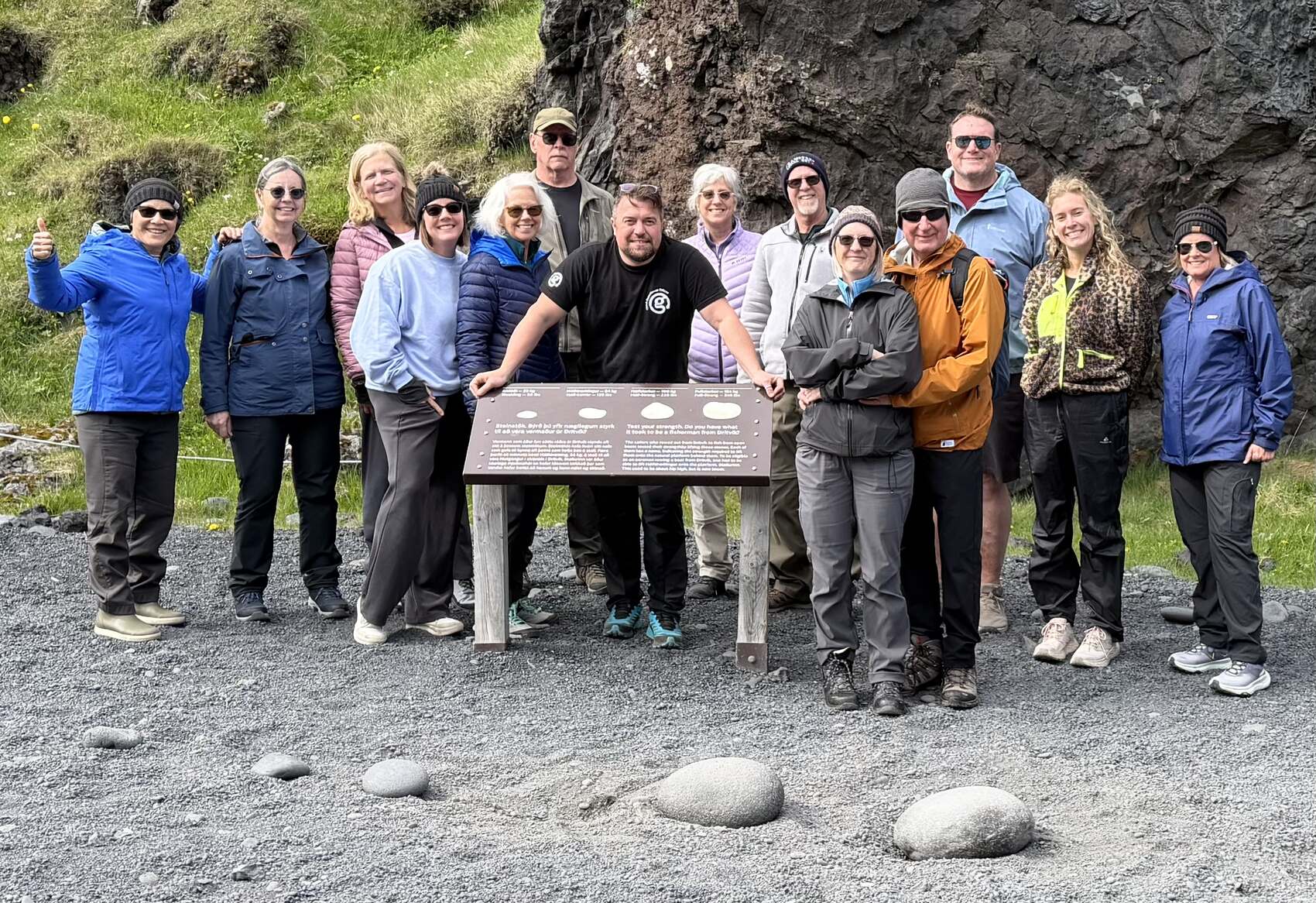A group of G Adventures travellers posing for a photograph in Iceland
