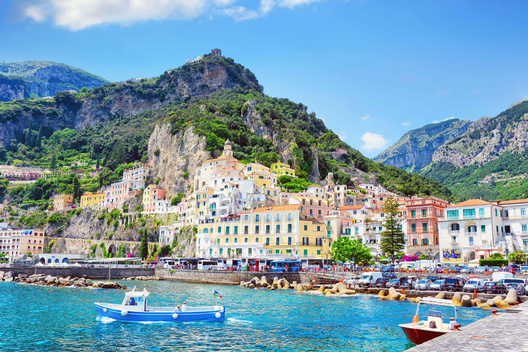 The azure waters and mountainous backdrop of Amalfi-alxpin