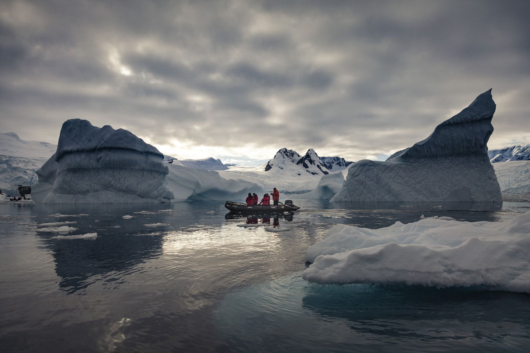 Beautiful scenery at sunset in the Antarctic