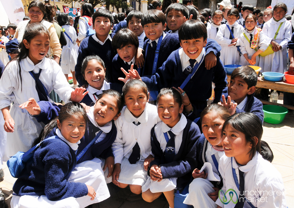 School kids proudly taking part in a handwashing and health campaign.