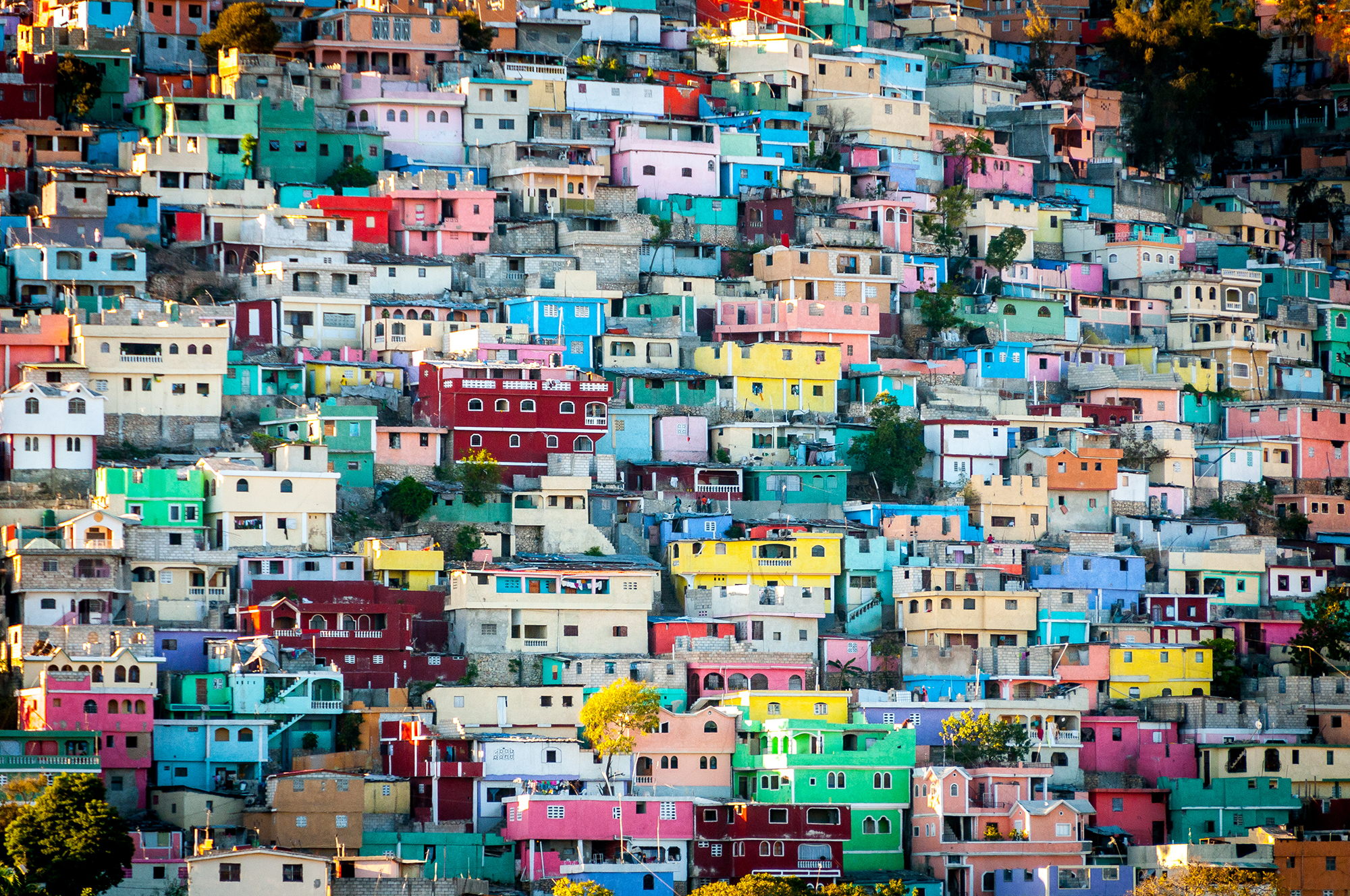 Colourful hilliside houses in Port-au-Prince.