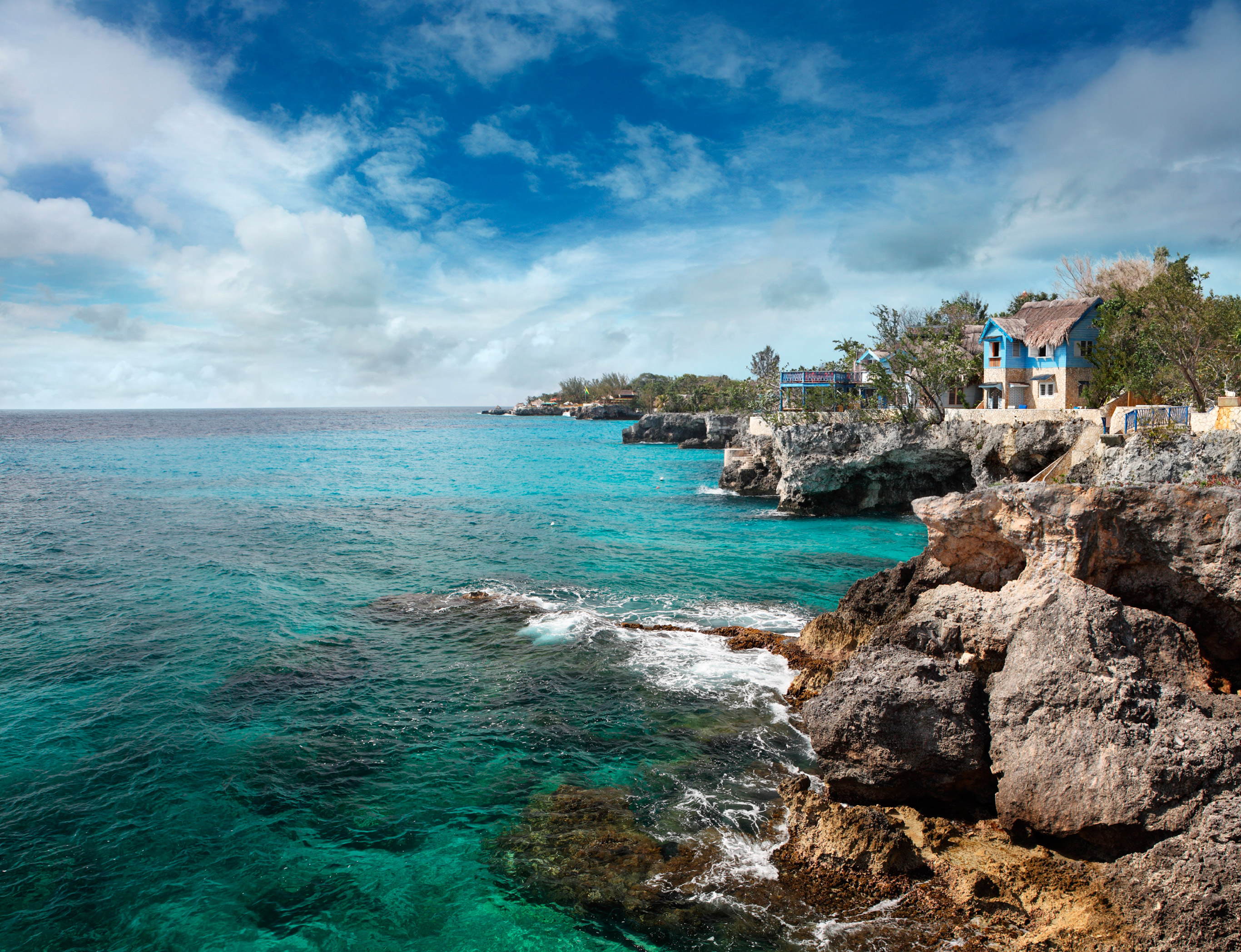 Jamaica's rocky shoreline in Negril.