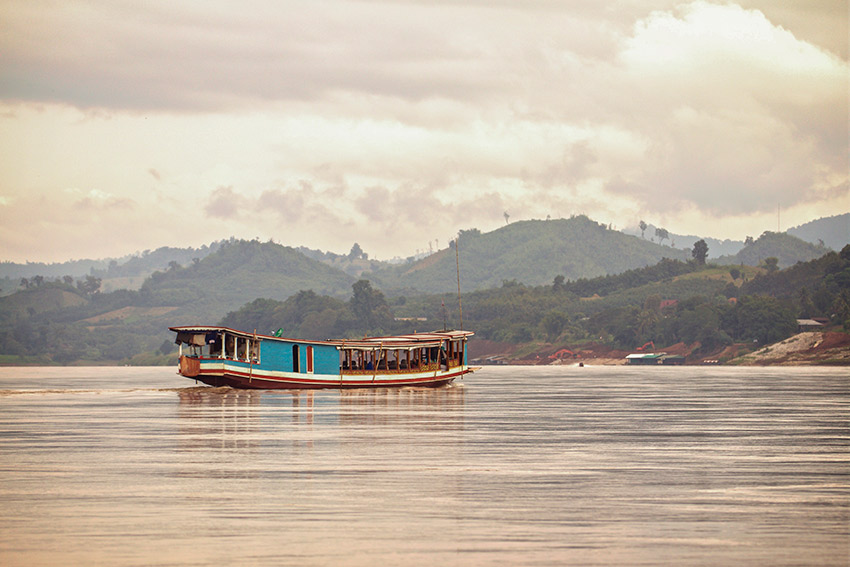 A boat on the Mekong River at Pak Beng.