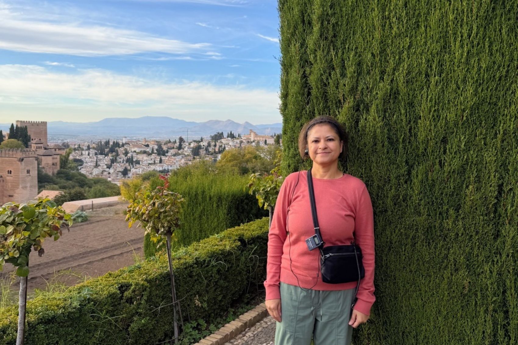 Rima Chakravarty posing for a picture in Southern Spain