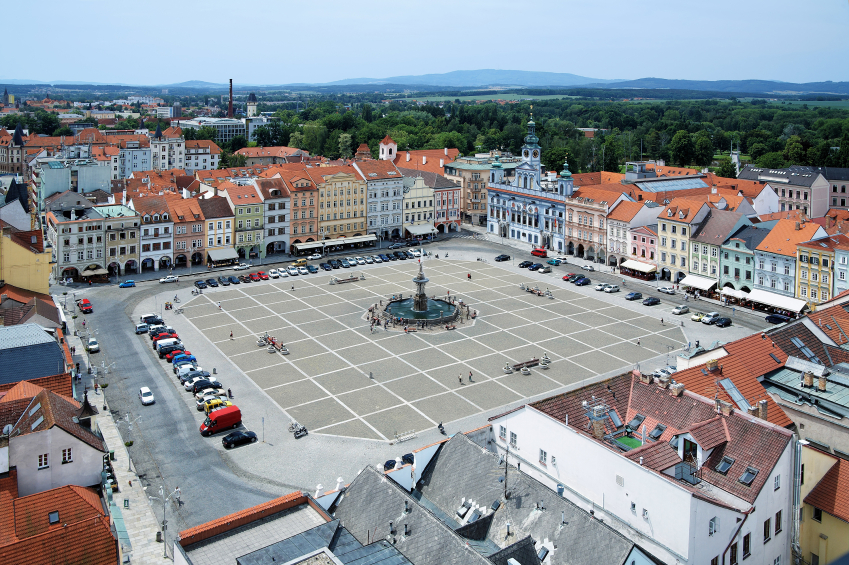 The main square in České Budějovice.